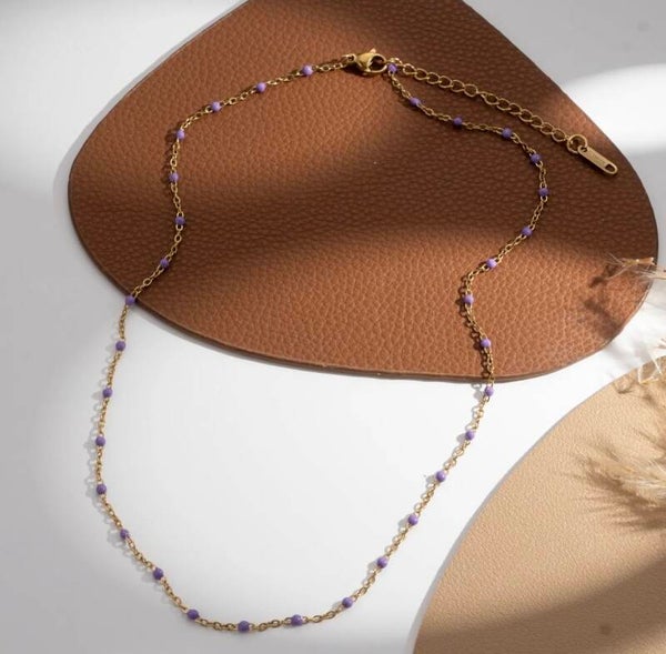 Collier perle fines - lilas