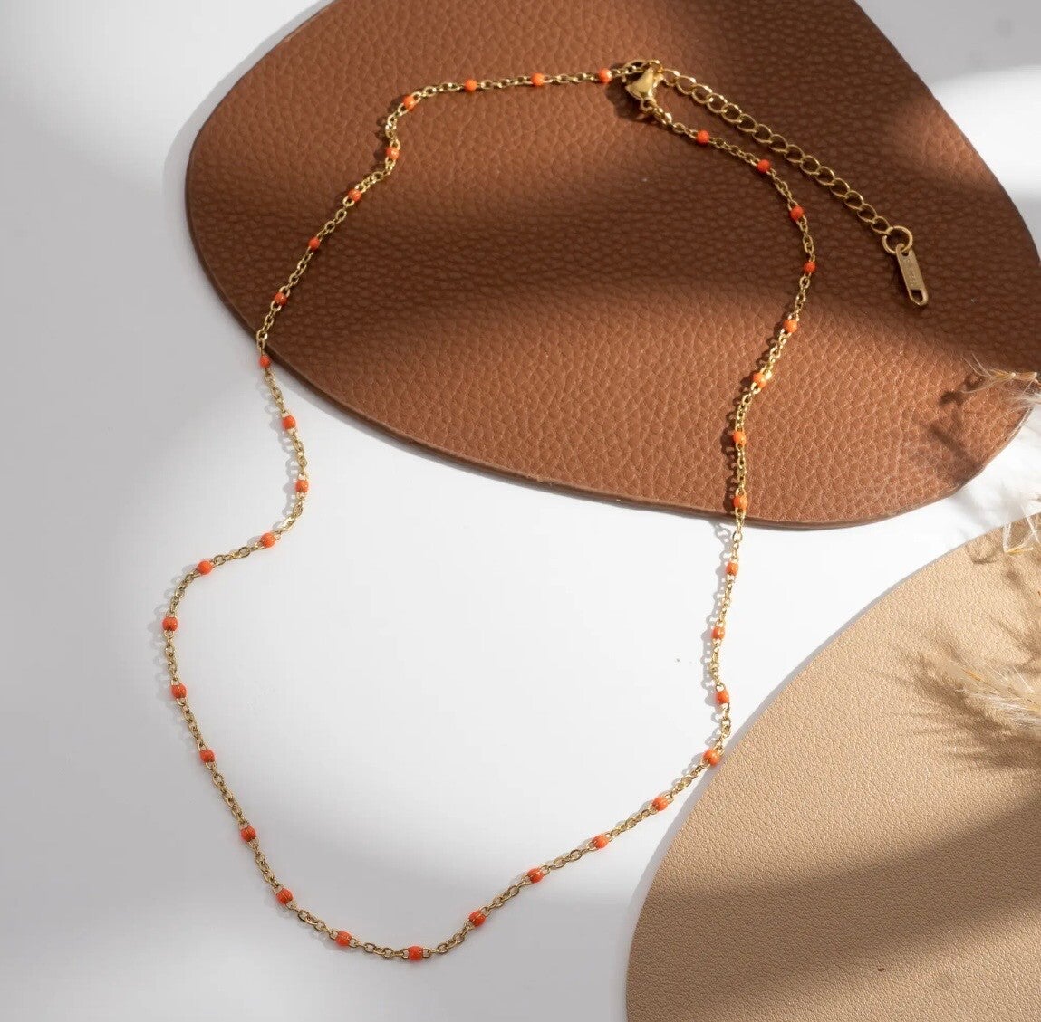 Collier perle fines - orange