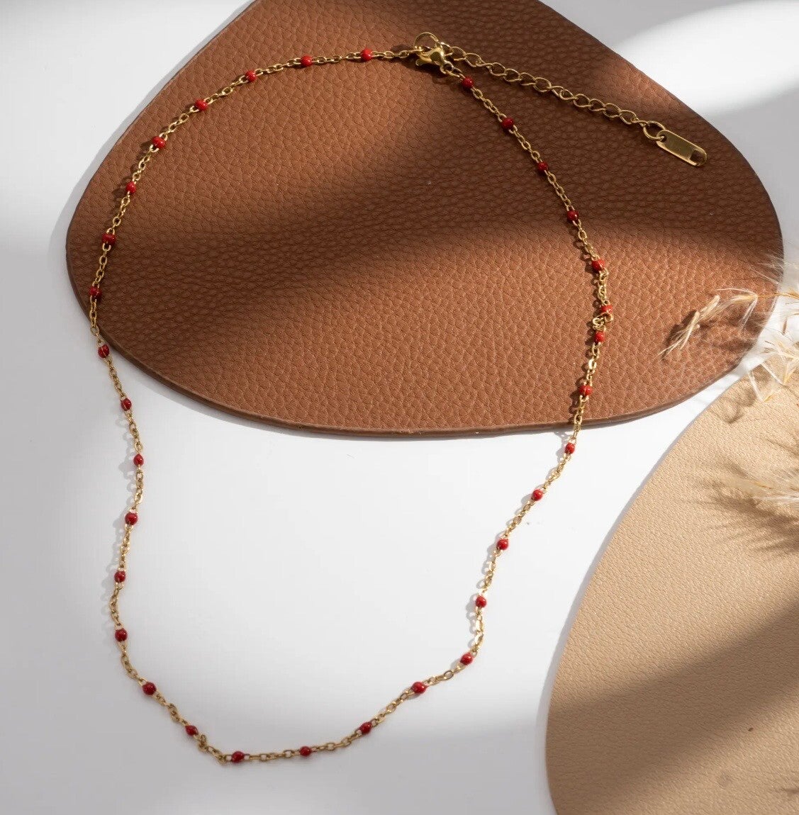 Collier perle fines - Rouge