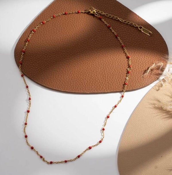 Collier perle fines - Rouge