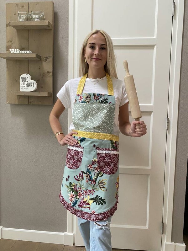 Bakery Schort bloemen groen