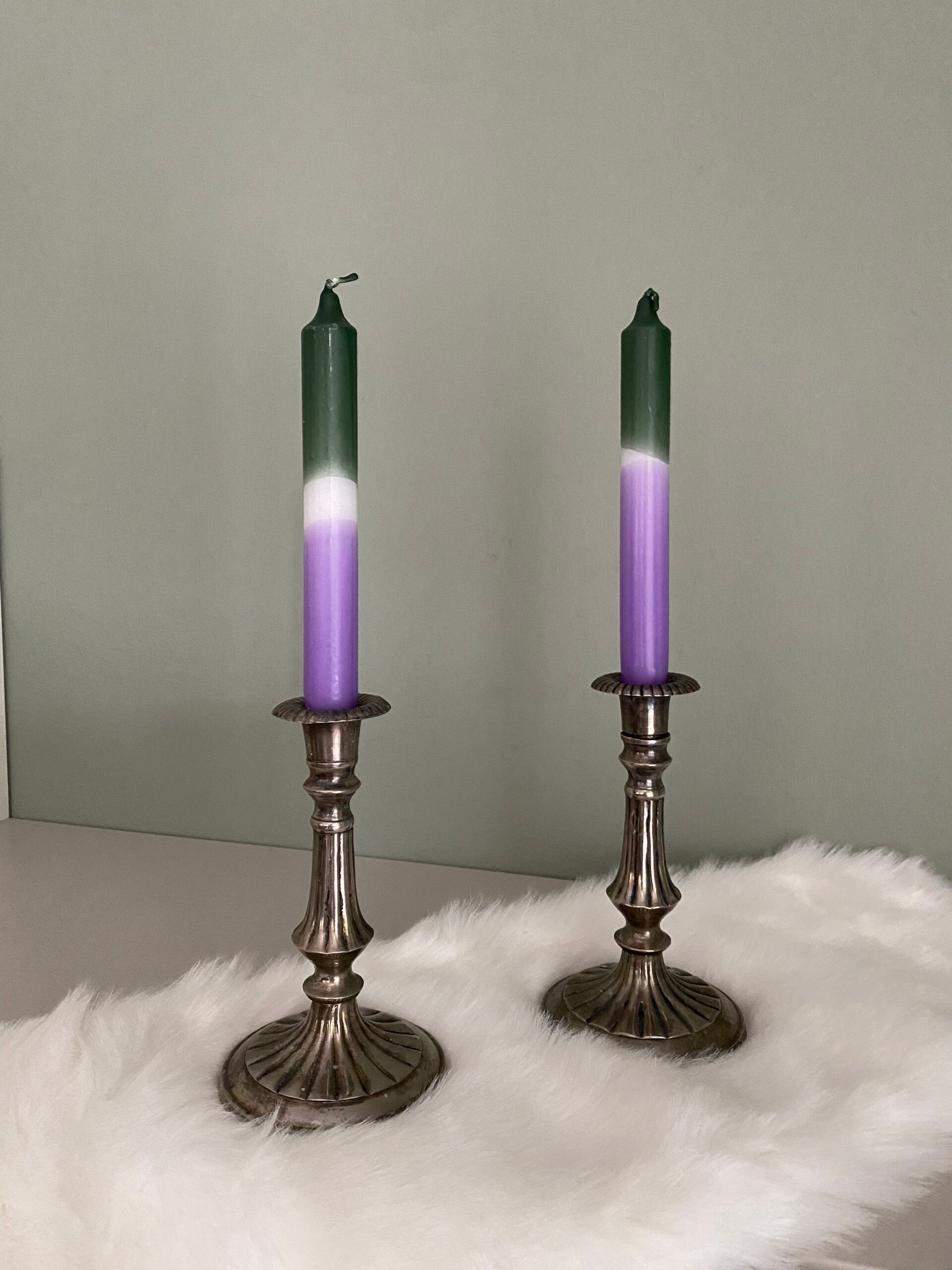 4 kaarsen DIP DYE Violet + groen