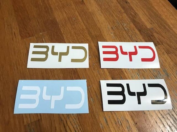 BYD AUTOCOLLANT STICKER VINYLE PUBLICITAIRE - 7.8 CM PAR 2.7 CM