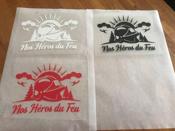 POMPIERS HEROS DU FEU  -PATCH FLOCAGE THERMO - 11 CM PAR 8.5 CM