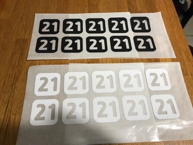 NUMÉRO 21 PACK DE 10 PATCHS FLOCAGES POUR MAILLOT SHORT SURVÊTEMENT CHAUSSETTES