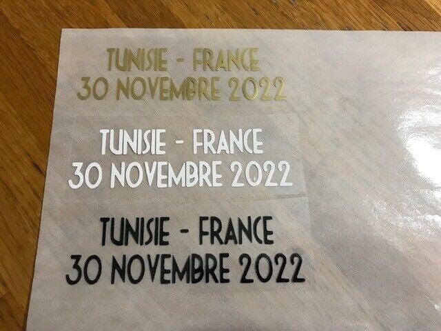 TUNISIE FRANCE 30 NOVEMBRE 2022-PATCH DÉTAILS MATCH COUPE DU MONDE QATAR 2022
