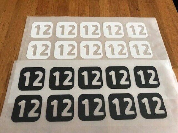 NUMÉRO 12 PACK DE 10 PATCHS FLOCAGES POUR MAILLOT SHORT SURVÊTEMENT CHAUSSETTES