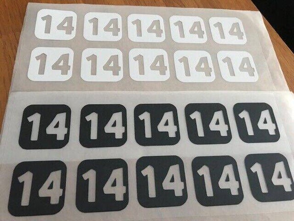 NUMÉRO 14 PACK DE 10 PATCHS FLOCAGES - 2.8 CM PAR 2.8 CM