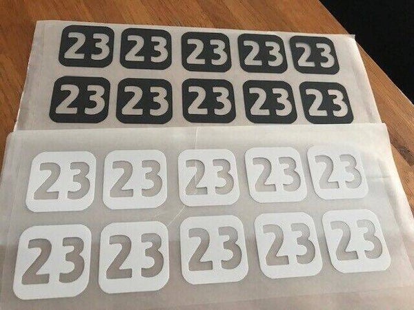 NUMÉRO 23 PACK DE 10 PATCHS FLOCAGES - 2.8 CM PAR 2.8 CM