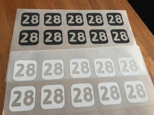 NUMÉRO 28 PACK DE 10 PATCHS FLOCAGES POUR MAILLOT SHORT SURVÊTEMENT CHAUSSETTES