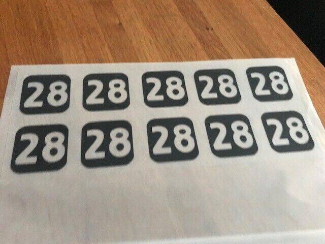 Lot De 10 Patchs Floqués Numéro 28 - Pour Maillot, Short, Survêtement