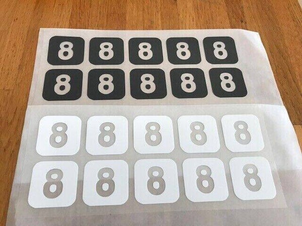 NUMÉRO 8 PACK DE 10 PATCHS FLOCAGES - 2.8 CM PAR 2.8 CM