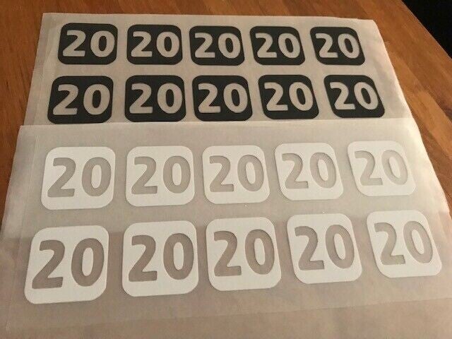 NUMÉRO 20 PACK DE 10 PATCHS FLOCAGES POUR MAILLOT SHORT SURVÊTEMENT CHAUSSETTES