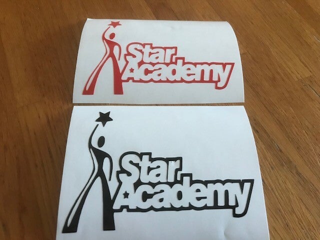 STAR ACADEMY AUTOCOLLANT STICKER VINYLE VINTAGE EMISSION TV - 12 CM PAR 8.5 CM