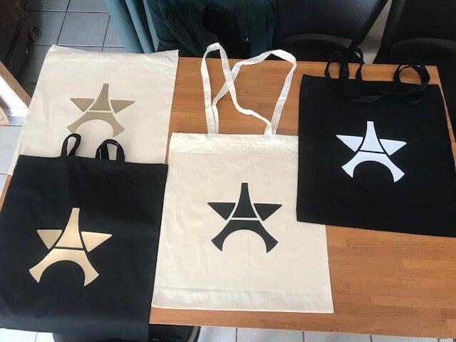 TOTE BAG OU SAC EN TISSUS FLOCAGE ETOILE PSG CHAMPIONS EUROPE 2025