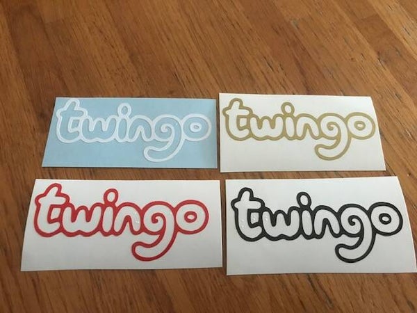 TWINGO - 4 STICKERS AUTOCOLLANTS VINYLE LOGO - 8.3  CM PAR 3.5 CM