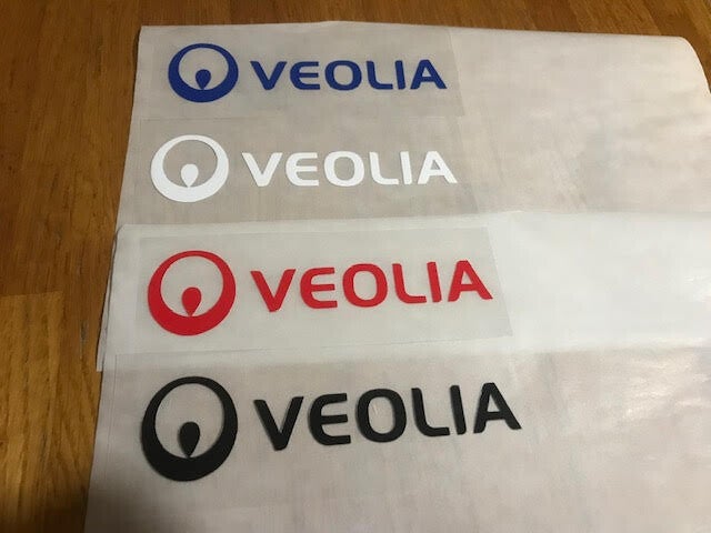 VEOLIA - PATCH FLOCAGE PUBLICITAIRE PETIT MODELE - 11 CM PAR 3 CM