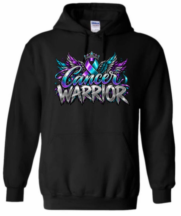 Teal and purple crown cancer warrior hoodie