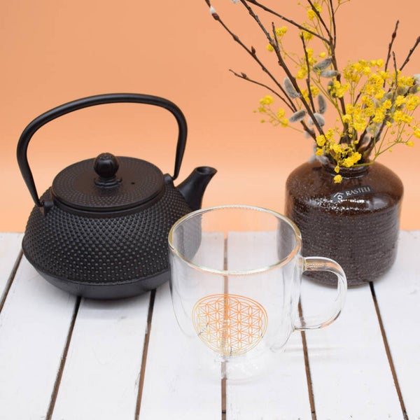 Theeglas dubbelwandig Bloem des levens