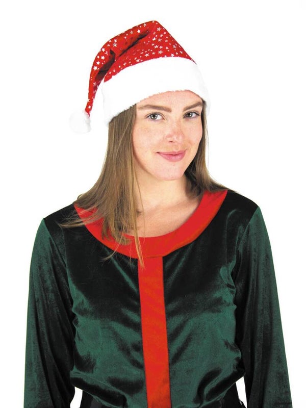 WEIHNACHTSMANN-MÜTZE MIT FUNKELNDEN STERNEN