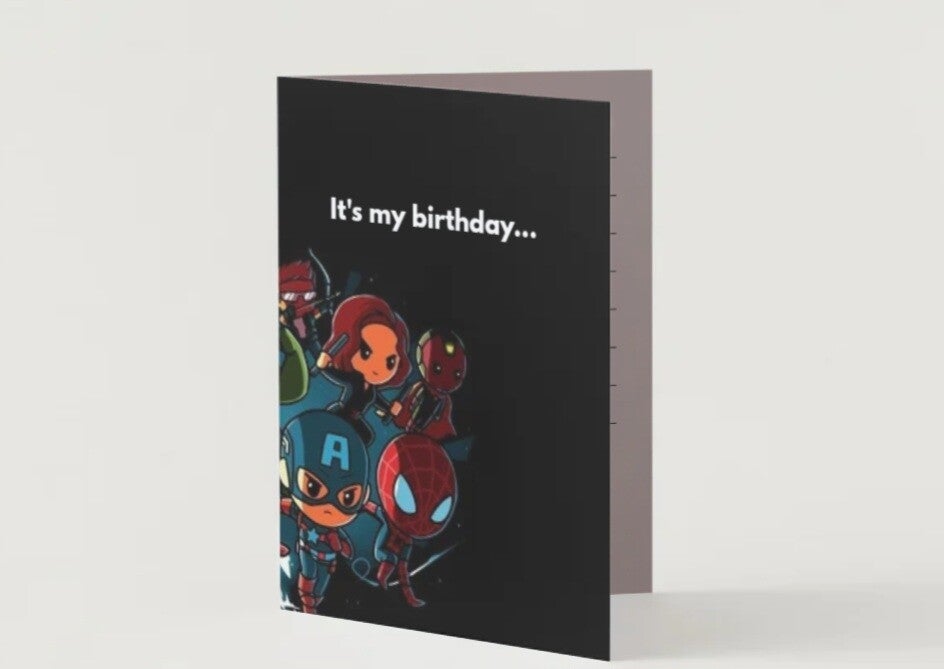 Marvel's birthday invitation (gevouwen kaart)
