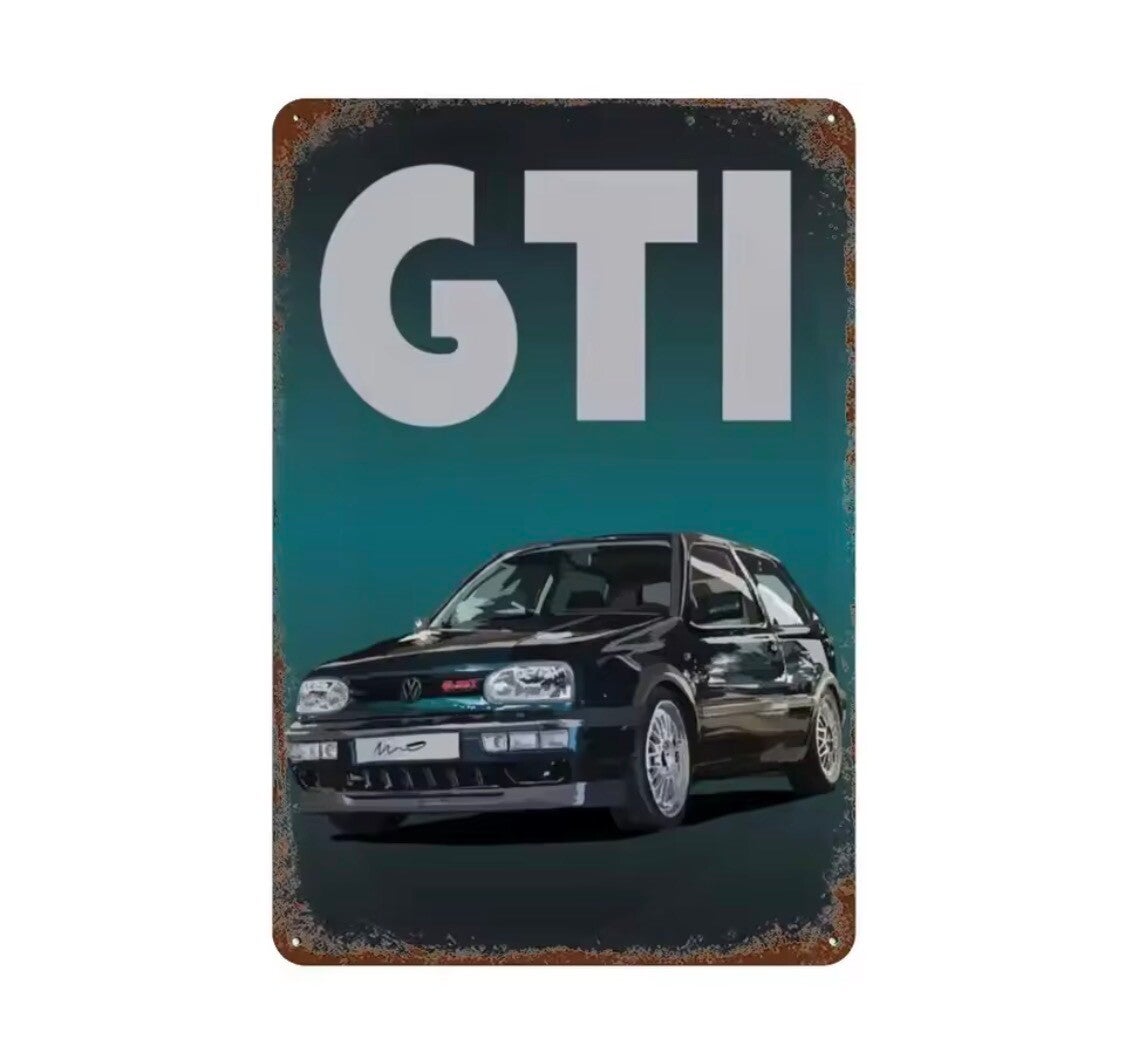 VW Oldtimer Golf 3 GTI Schild Garage Blech Deko 30x20cm