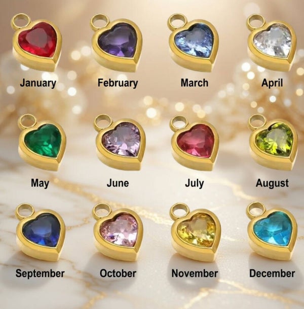 Birthstone Heart Charms & Connectors
