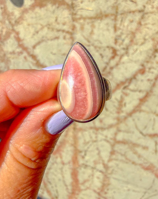 Sterling zilveren Rhodochrosiet ring