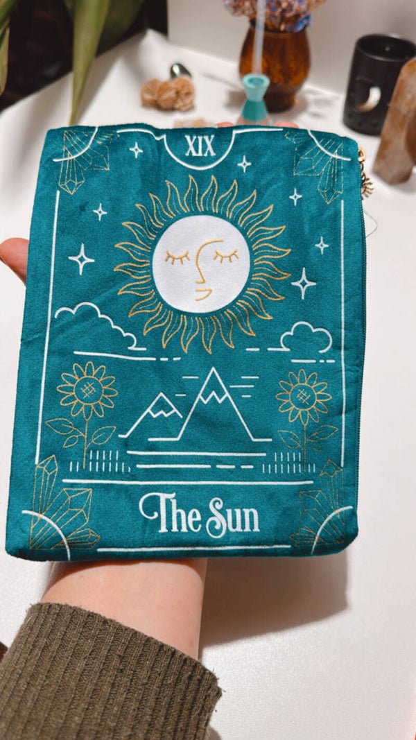 The Sun fluwelen tas met rits en bedel