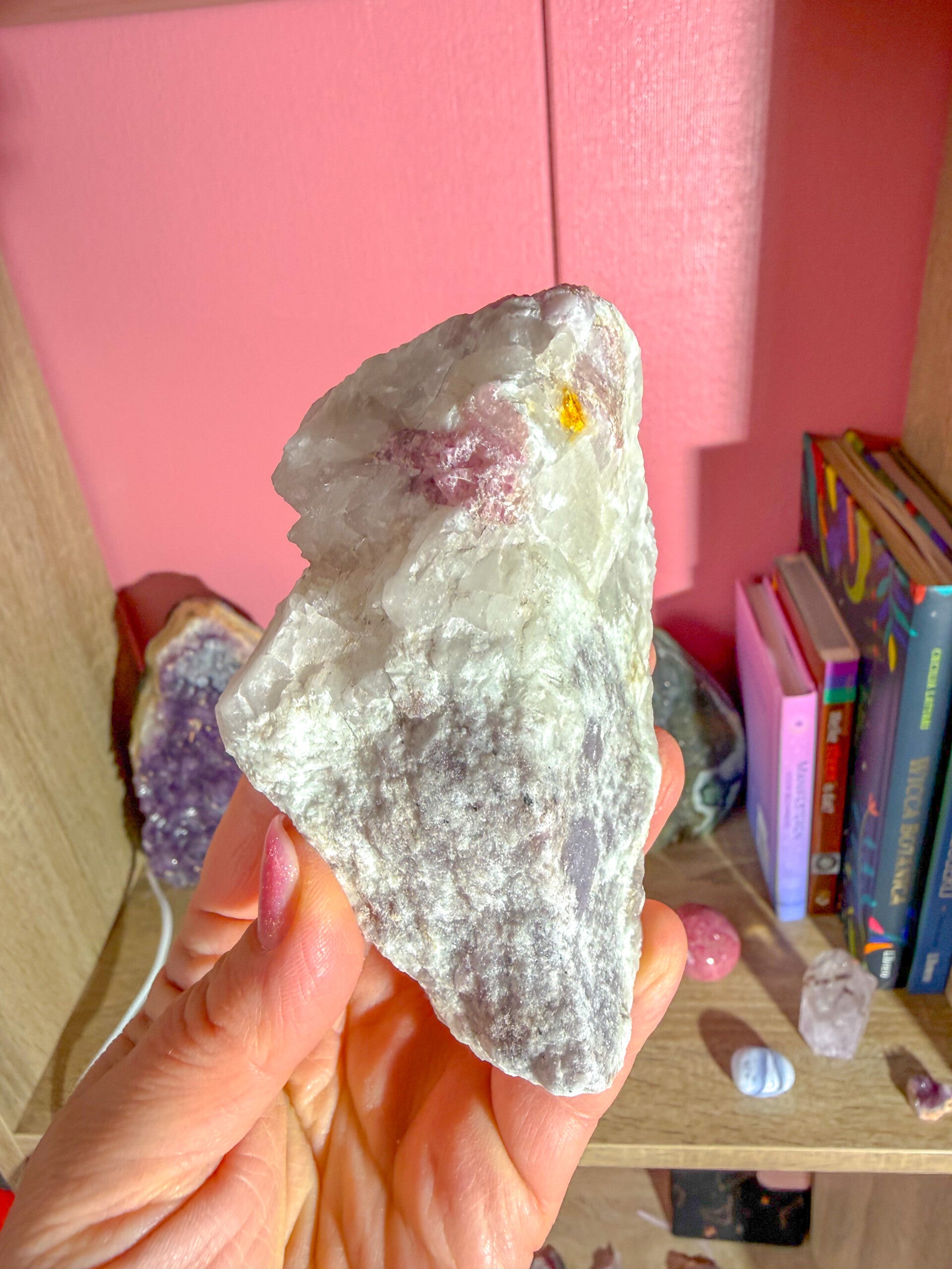 Roze Toermalijn in kwarts en Lepidoliet ( Unicorn Stone )