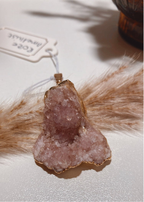 Roze Amethist hanger goudkleurig