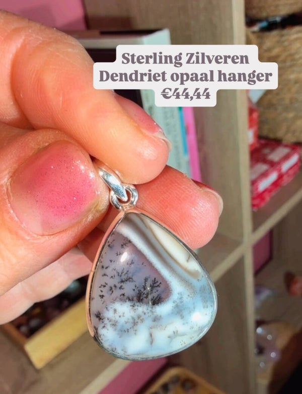 Sterling zilveren Dendriet opaal hanger