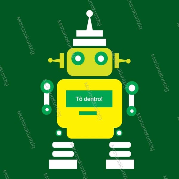 Logomarca Robot verde e amarelo - Formato transparente - PNG