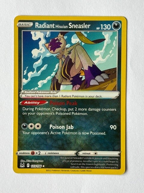 Pokemon TCG Verlorener Ursprung | Radiant Hisuian Sneasler (Strahlendes Hisui-Snieboss) | 123/196