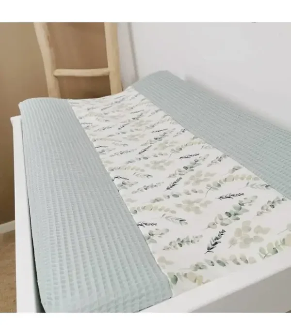 Aankleedkussenhoes Poedergroen Wafel & Eucalyptus Katoen