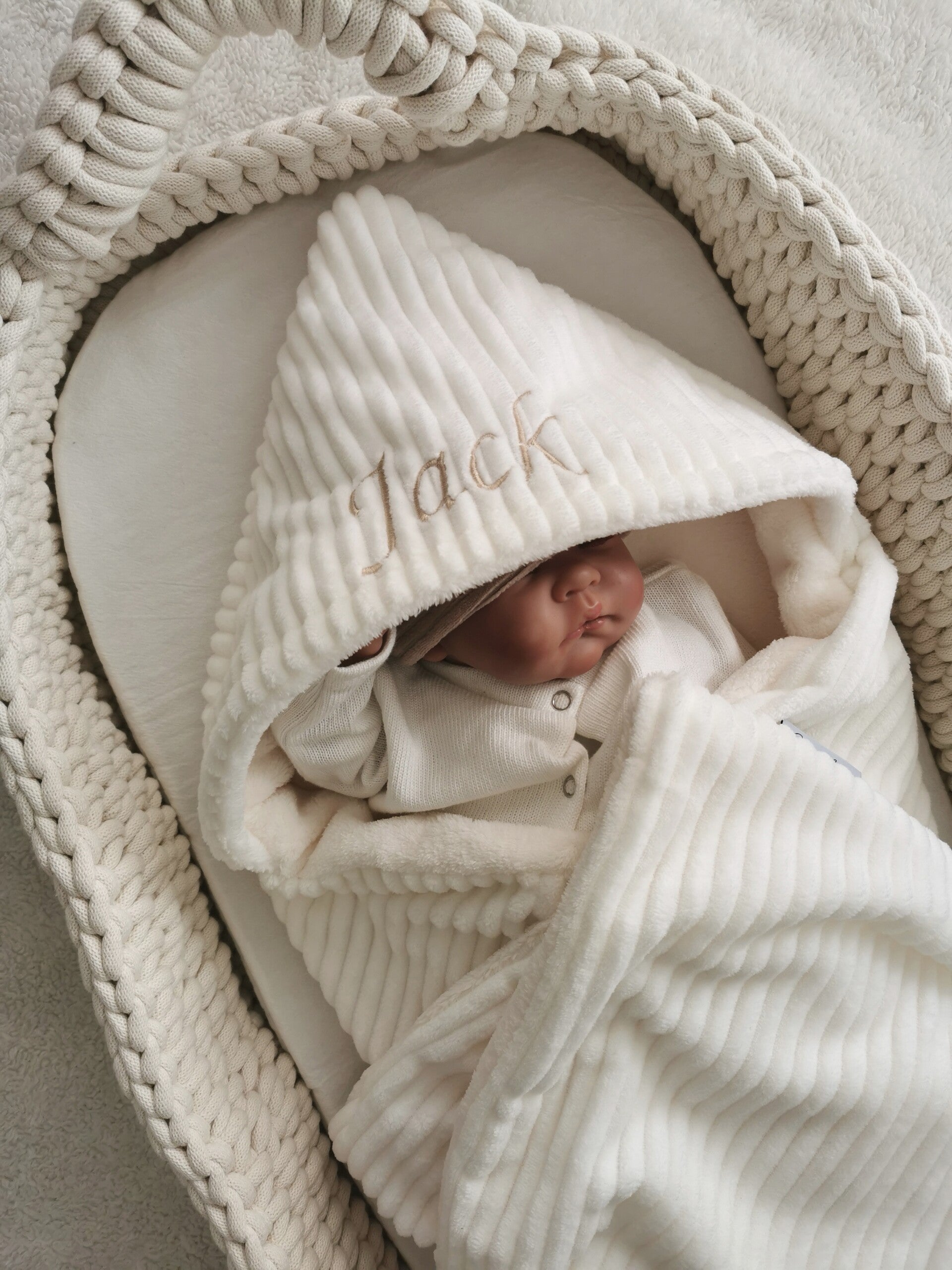 Wikkeldoek Offwhite Minky Rib & Offwhite Wellness Fleece