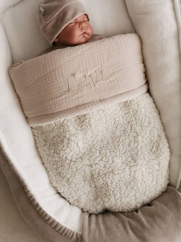 Deken Beige Hydrofiel & Ecru Teddy