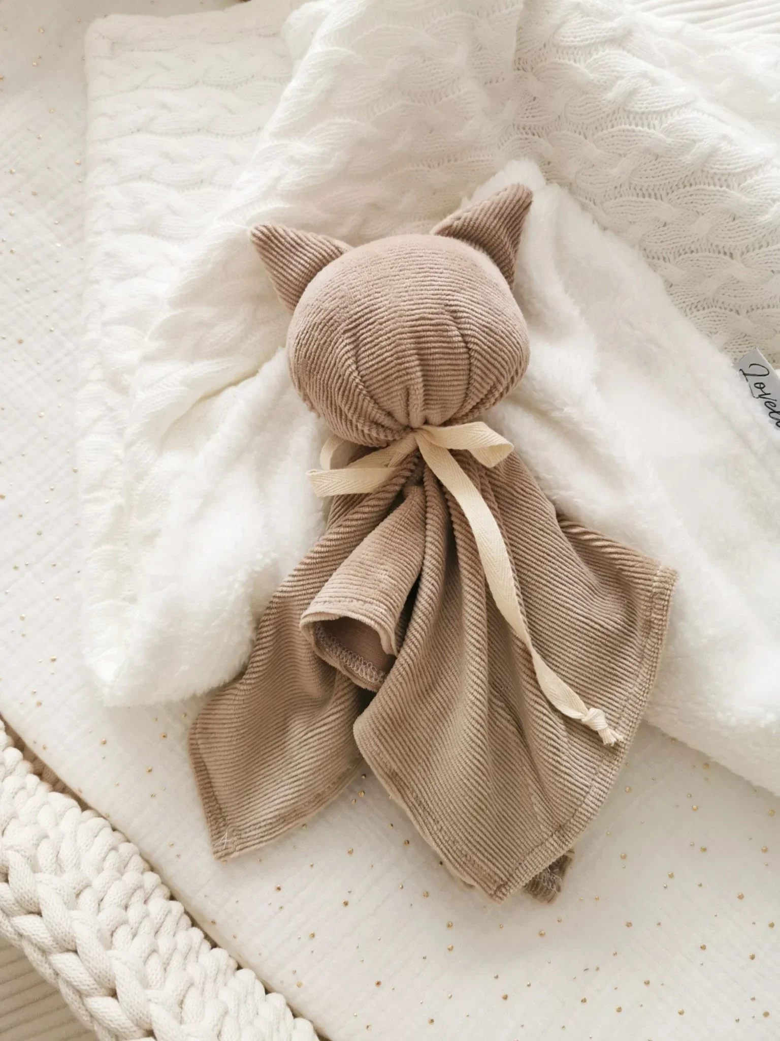 Knuffelkat Soft Rib Beige