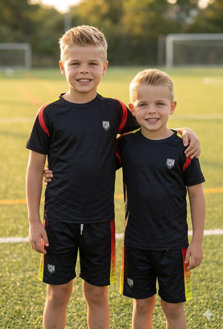 ICON Zomerset/voetbaltenue – Zwart/Oranje