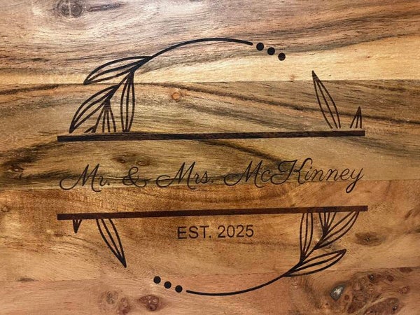 Custom Monogrammed Wood Tray w/ Handles