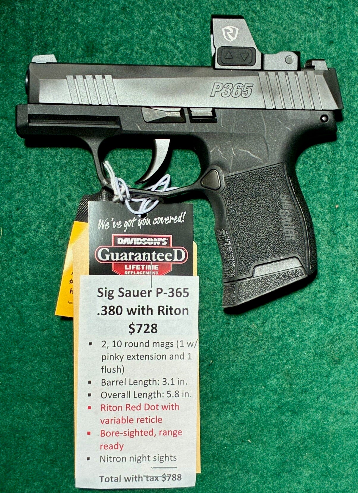 Sig Sauer P365 .380 with Riton Optic