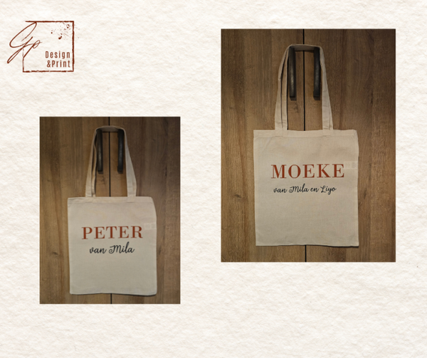 Gepersonaliseerde totebag met tekst