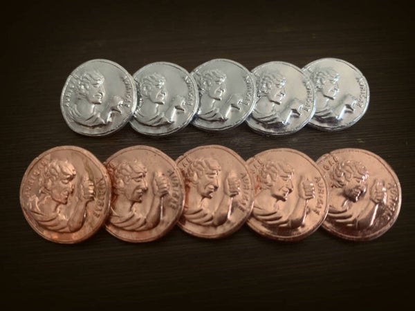 Sesterces en métal, 10 pièces en bronze, argent ou or. À vous de choisir. Disponibles dès maintenant.