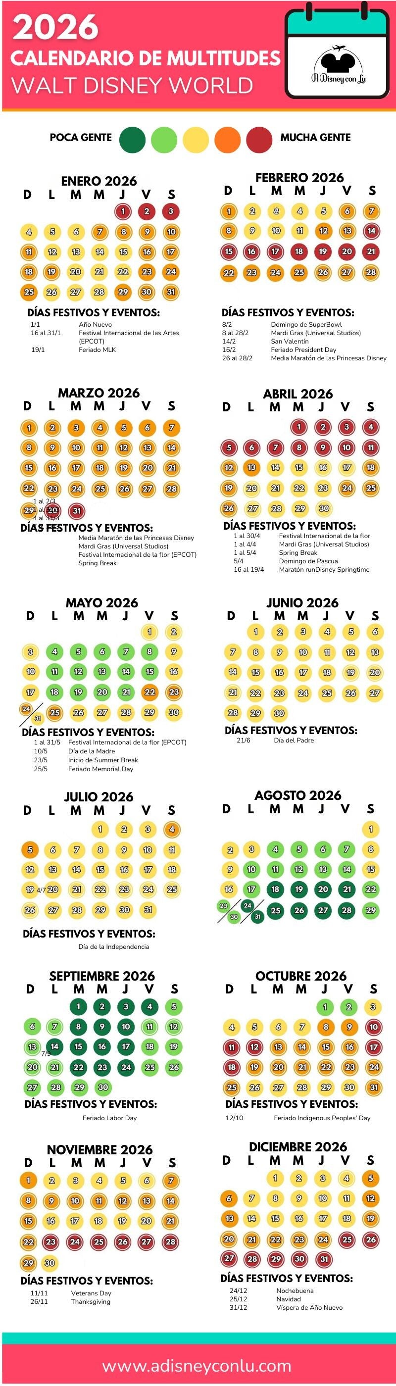 Calendario de Multitudes Disney 2026 / Consejos para tu viaje | A ...