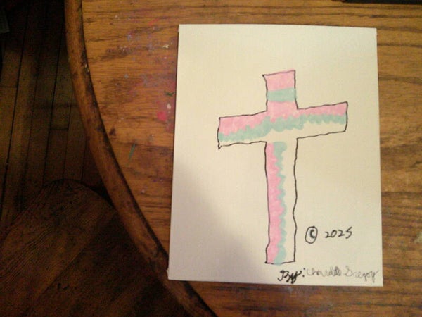 Abstact style Cross on a 8 in x 10 in Canvas