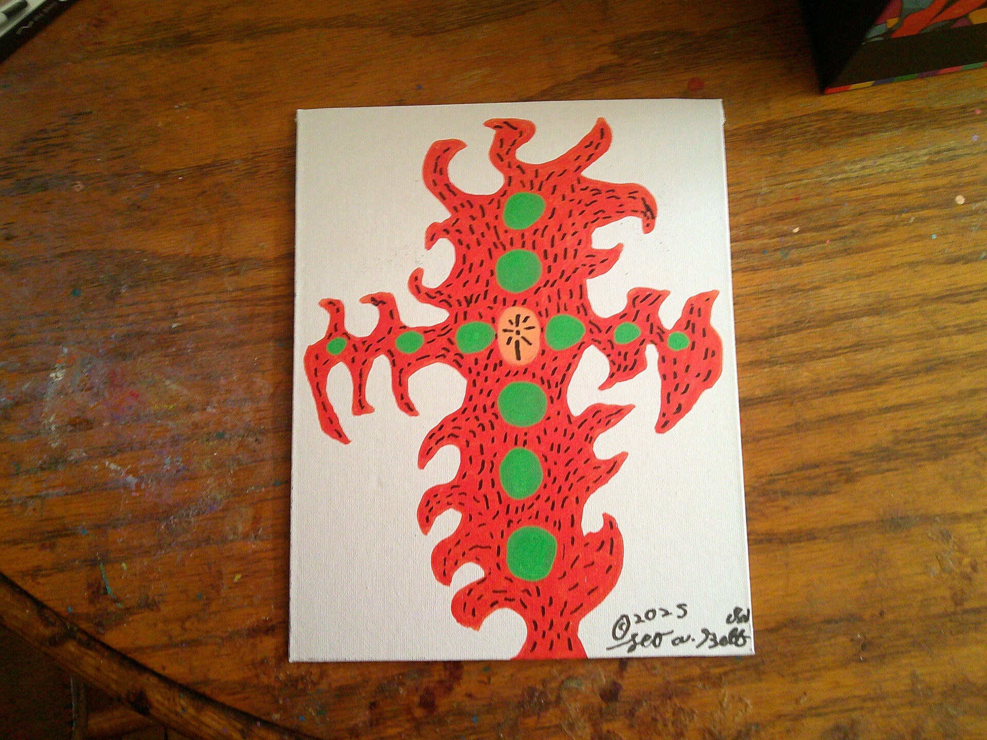Firey Cross on 8 in x 10 in Canvas
