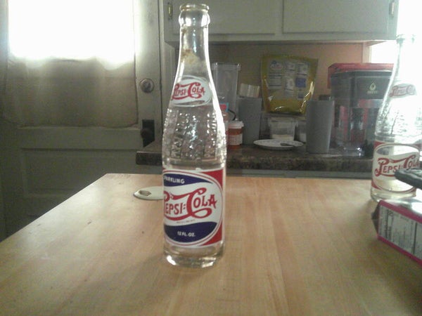 Empty Glass 1940s 1950s Red White and Blue Pepsi Cola Bottle