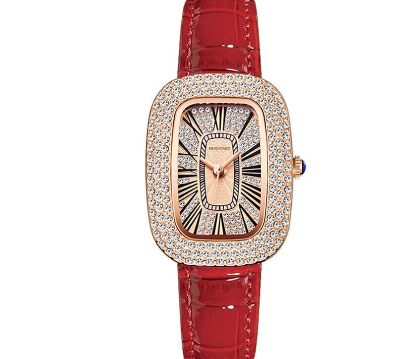 WOKAI hoge kwaliteit mode luxe Volledige diamant Duif Ei Diamant Dame quartz riem Horloge Meisje student PROM klok vintage 2 COLORS RED EN GREEN