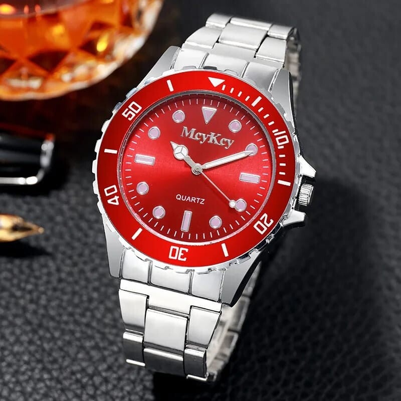 MCYKCY heren stalen band groen Aqua Ghost met kalender quartz horloge klassieke herenhorloges mode bijpassende goederen