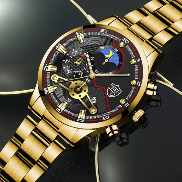 Reloj Hombre Heren Luxe 3-delige zakelijke horloges Heren Volledige kalender Vrije tijd Sporthorloge Heren Roestvrij staal Quartz WishWatch